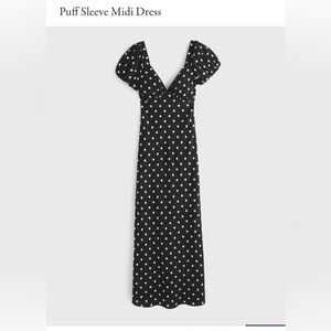 Black Puff Sleeve Midi Dress